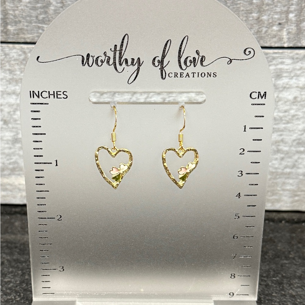 Heart earrings with 18k gold plated earring hooks new handmade